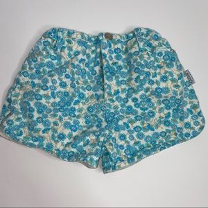 Vintage Simply Pooh floral blue flowers 2T 90s button zip denim toddler shorts